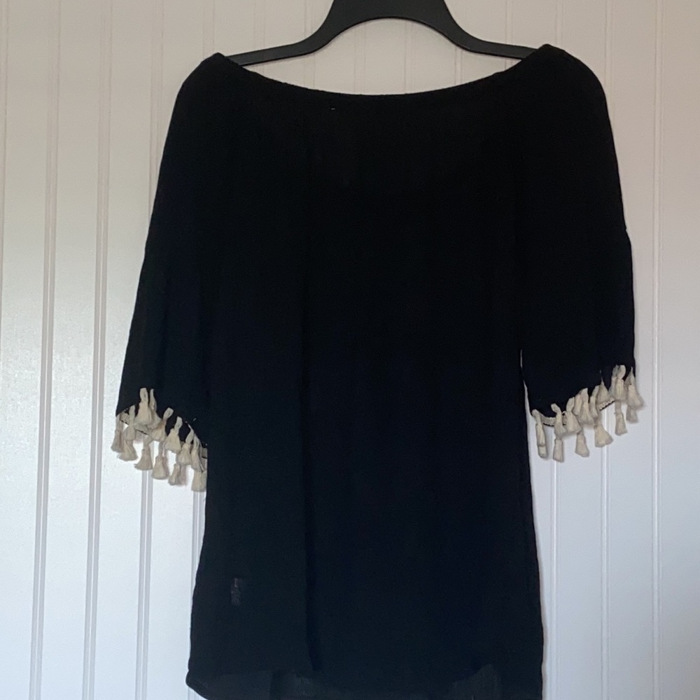 Umgee Black Embroidered Floral Blouse Size M - Picture 4 of 4